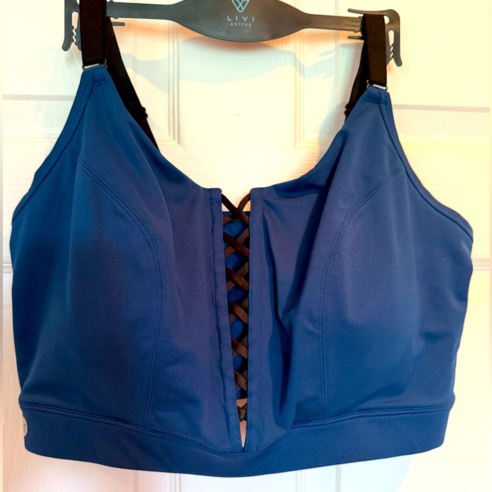 LB LIVI Sport Top Wireless Teal/Black Lace Detail